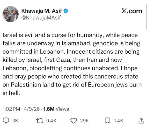 Pakistan Minister Khawaja Asif on Israel