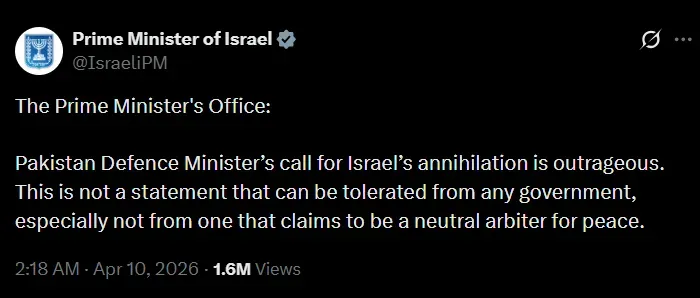 Pakistan Minister Khawaja Asif on Israel