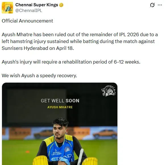 CSK की एक्स पर पोस्ट