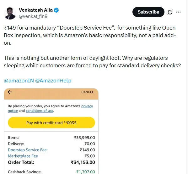 Doorstep Service Fee 