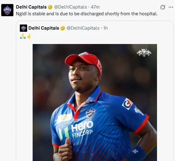 दिल्ली कैपिटल्स का X पर पोस्ट