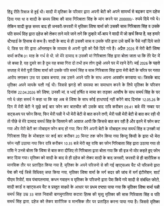 Twisha Sharma Death Case