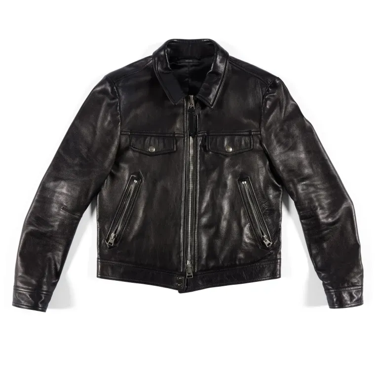 Jensen Huang signature black leather jacket