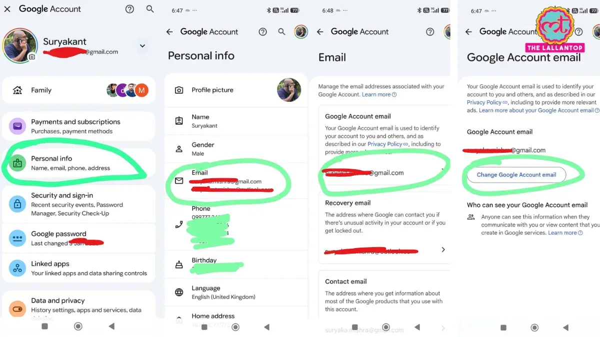 gmail username change