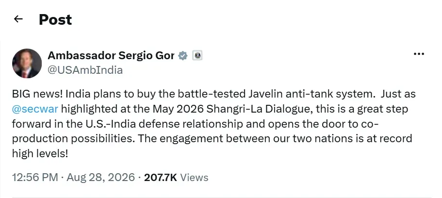 sergio gor on javelin missile