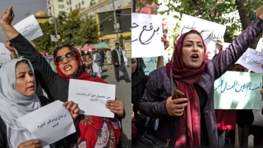 women protest in afghanistan