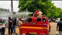 Water cannons outside Barabati