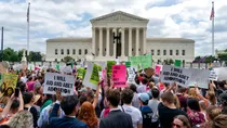 activists outside the US Supreme Court (AP) 