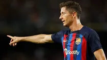 Robert Lewandowski playing for FC Barcelona
