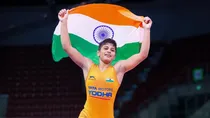 Antim Panghal after winning gold at U20 World Wrestling Championships