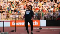 Neeraj Chopra in action in Lausanne Diamond League