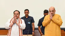 BJP National President JP Nadda with Union Home Minister Amit Shah