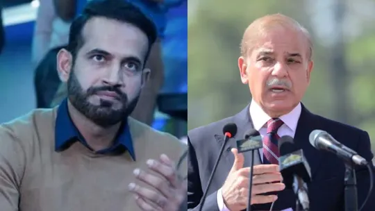 Irfan Pathan, Shehbaz Sharid. Photo: File Photo/PMO Pak Twitter