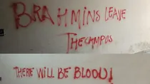  Casteist genocidal Slogans written on JNU campus walls