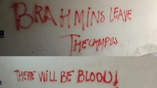  Casteist genocidal Slogans written on JNU campus walls