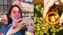 Meggy Kim having golgappe
