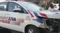 6 year old Kid dies after speeding police van rams into car Gurugram