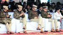 viral photo shows police officers using phone republic day event Chandigarh
