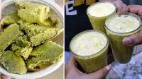 Close-up of bhang balls and thandai.