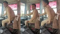 UPSRTC bus viral video, driver seen using gear with all his strength