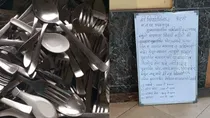 BMC canteen spoons and plates missing