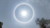 Rainbow ring envelopes the Sun in UP Prayagraj