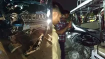 Scorpio drags family traveling on scooty for 100 meters in Lucknow