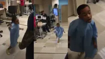 boy dancing in hospital