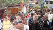 Delhi Protest against removal of portion of temple in Mandawali area