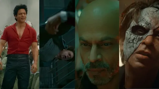 shahrukh khan looks in jawan prevue  trailer 