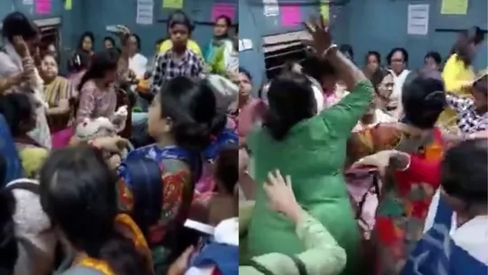 Women in Kolkata local train get into fight, beat each other with slippers