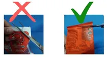 right way to cut plastic packets 