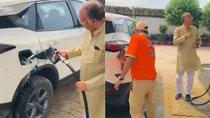 NOida reel of elderly man wasting petrol