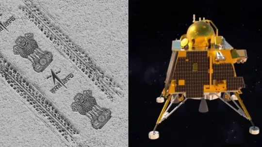 chandrayaan-3 rover moon surface national emblem edited image viral