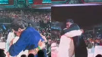 yogi babu hugs shahrukh khan during jawan music launch event