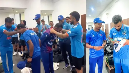 india cricketers felicitated nepal team after match against nepal in asia cup 2023