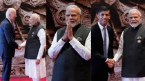 PM Narendra Modi welcomes world leaders with welcome handshake in G20 Summit. 