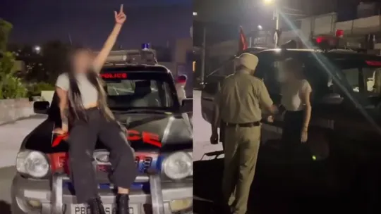 Jalandhar girl viral video on police vehicle