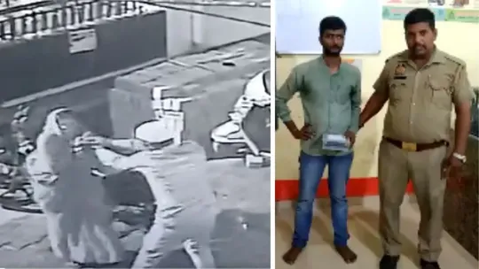 chain snatching accused wearing skull cap caught in cctv later turned out to be hindu jaunpur up