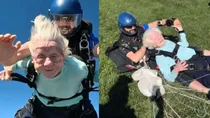 104 year old woman skydiving. 