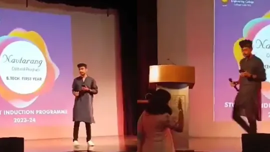 student in ghaziabad college raises jai shree ram slogan teacher ask him to get off stage