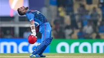 Afghanistan's captain Hashmatullah Shahidi celebrates after hitting the winning runs against Pakistan in Chennai(AFP)