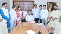 Former beaurocrat V. K. Pandian joins BJD in presence of Odisha's CM Naveen Patnaik. 