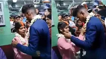 couple marriage in train 