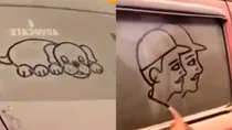 figures drawn on dirty cars by man goes viral 