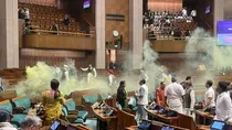 Loksabha Security Compromised A Man Jumped In Gallery