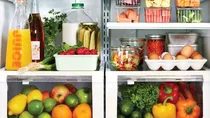 Fruits and vegetables in fridge