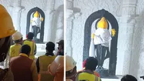 lord ram idol taken to ram temple installed in garbhgrah first photo viral ayodhya 