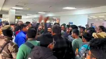 delhi airport protest against airport