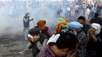 Shambhu border farmers protest police use tear gas